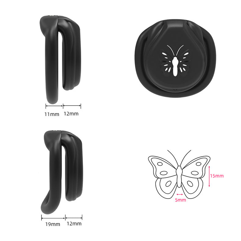 Black Resin Butterfly Micro Chastity Cage