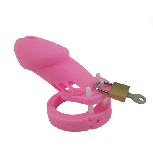 20% OFF Pink Silicone Chastity Cage - Large