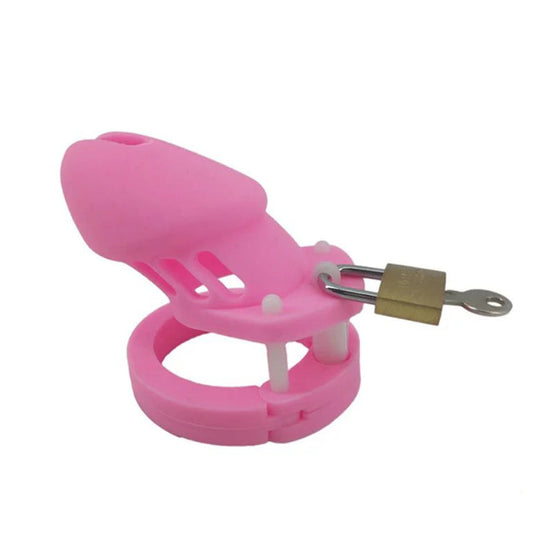 20% OFF Pink Silicone Chastity Cage - Small